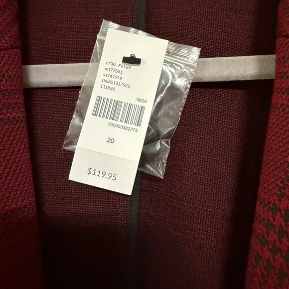 Lane Bryant New Women's Burgundy Plaid Single Button Blazer Jacket Size 20 - Picture 11 of 15